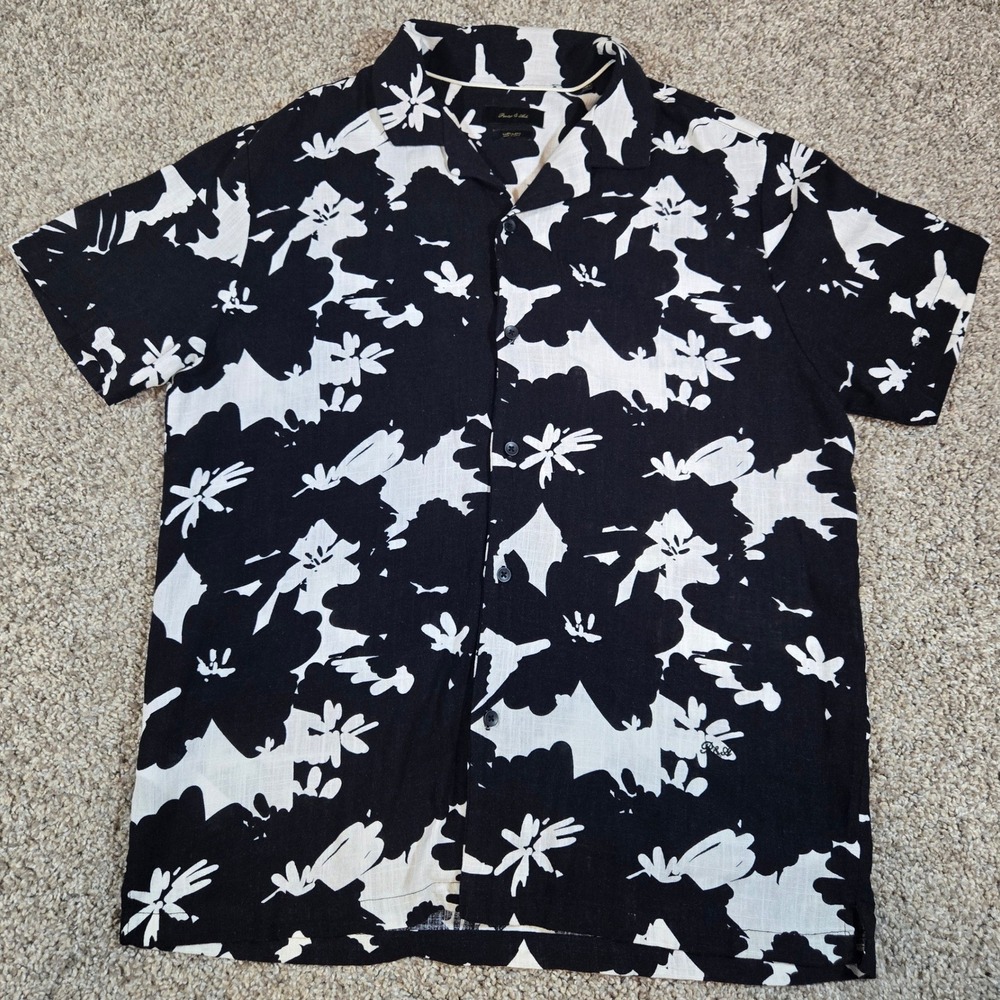 Porter &‎ Ash Men's Floral Linen Blend Shirt - Size Large